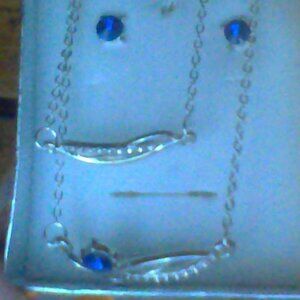 silver and sapphire and diamond necklace with sapphire studs